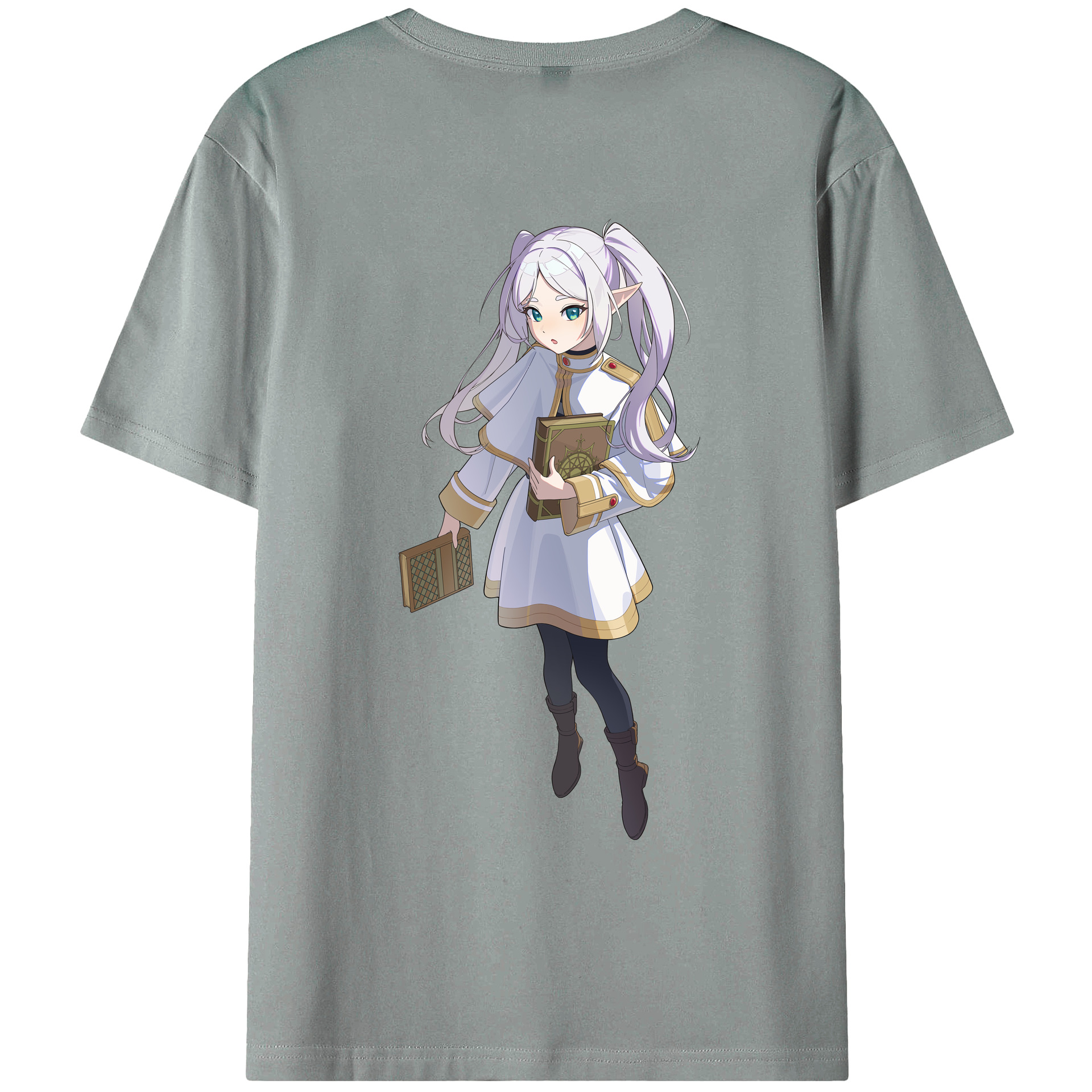 （画像用） 葬送のフリーレン Frieren 綿100％ メンズ半袖Tシャツ（バックプリント） 通気性